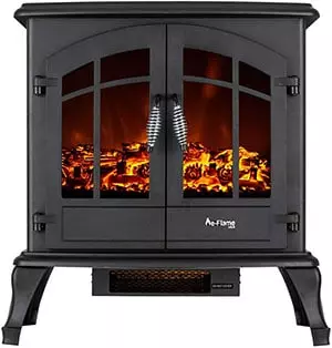 Free Standing Electric Fireplace Stove by e-Flame spaec heater you can leave unattended
