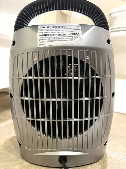 ceramic space heater back side