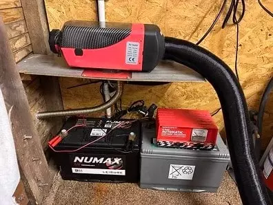 diesel heater setup outdoors