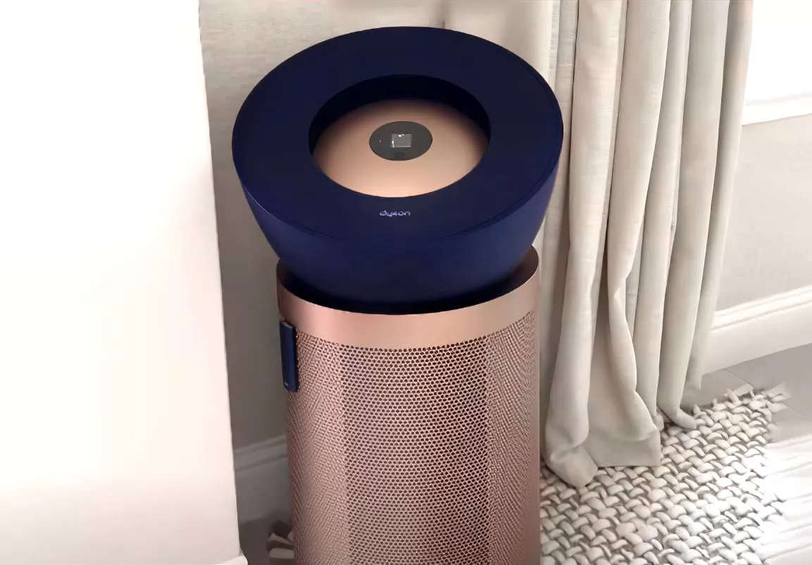 dyson big quiet air purifier standing in corner of room