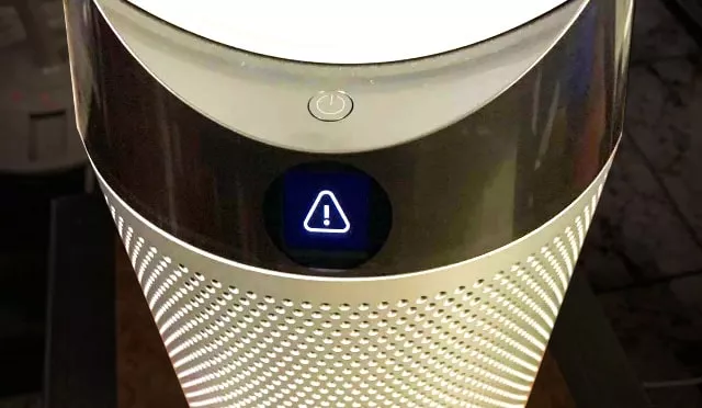 dyson fan warning triangle sign error