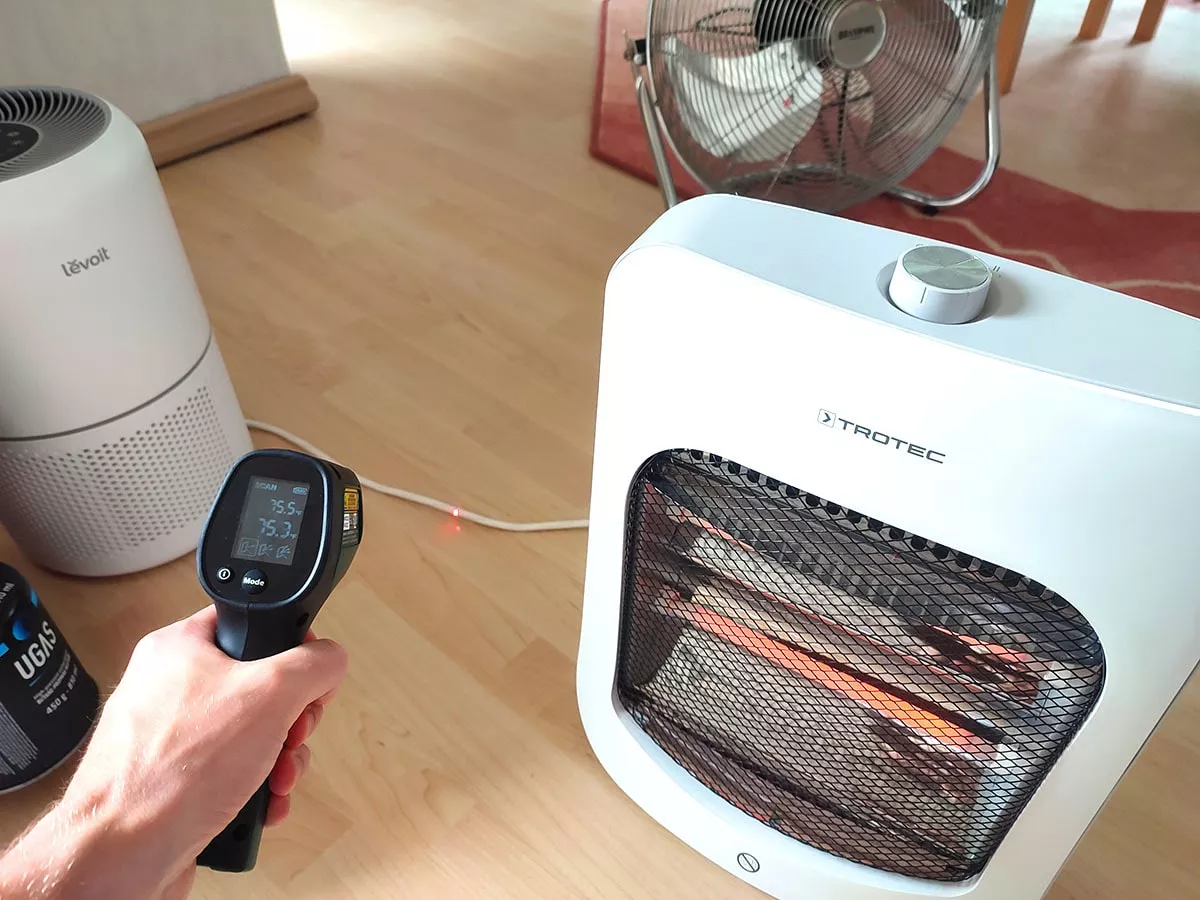 infrared space heater power cord temperature measurement