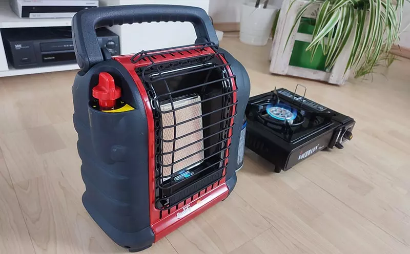 mr heater next to gas stove