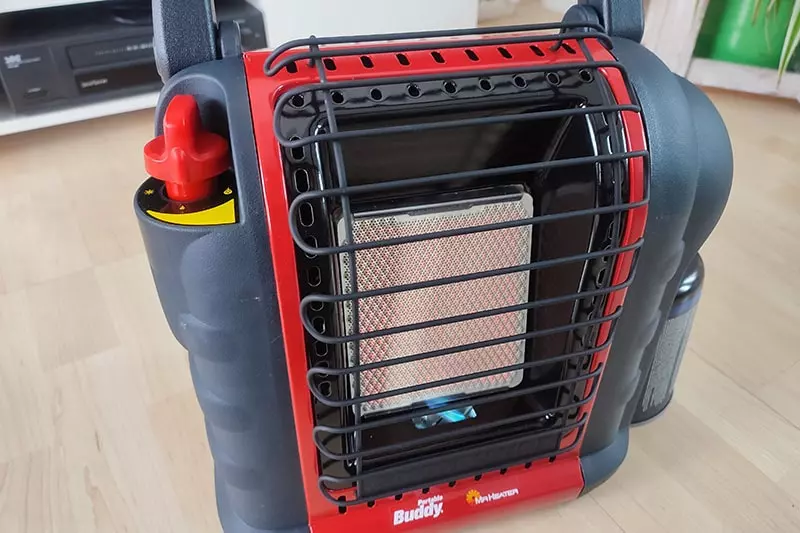 mr heater propane heater running closeup