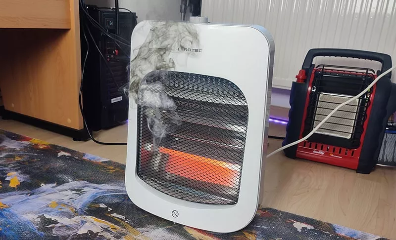 space heater smoking