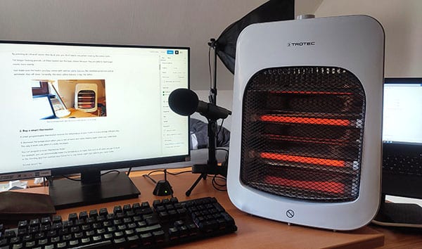 infrared heater on desk