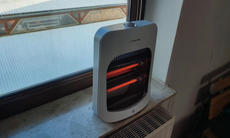 infrared heater in front of window angled