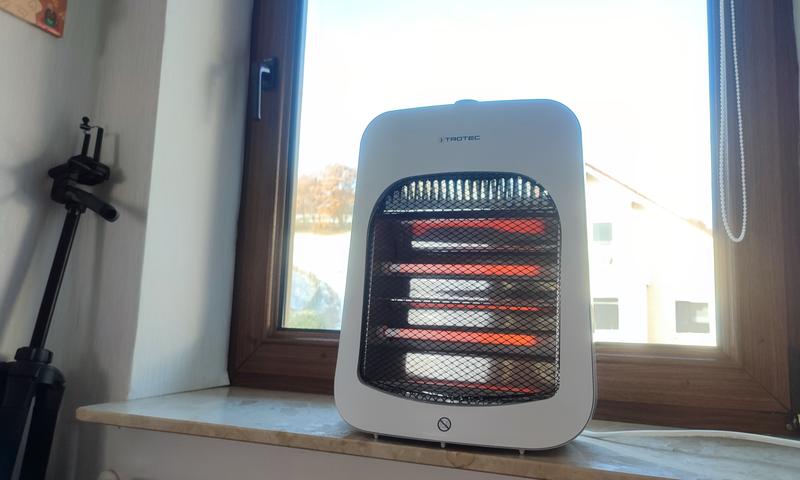 infrared heater in front of window