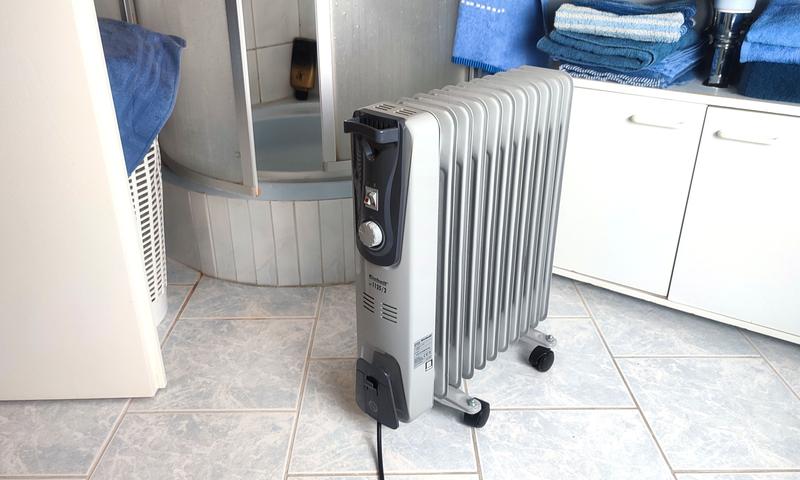 oil-filled radiator in bathroom