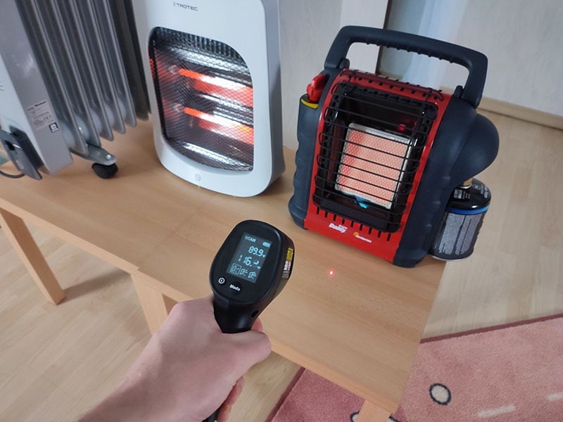 propane heater on table tabletop temperature