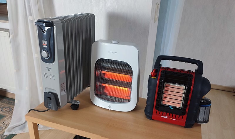 space heaters on table