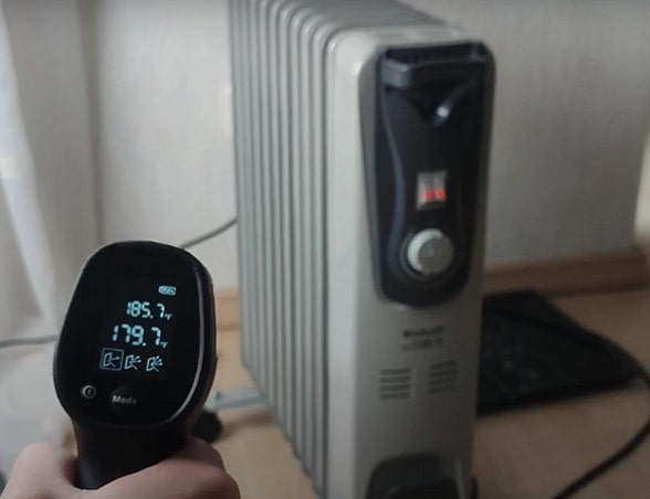 temperature reading oil-filled radiator after 5 minutes