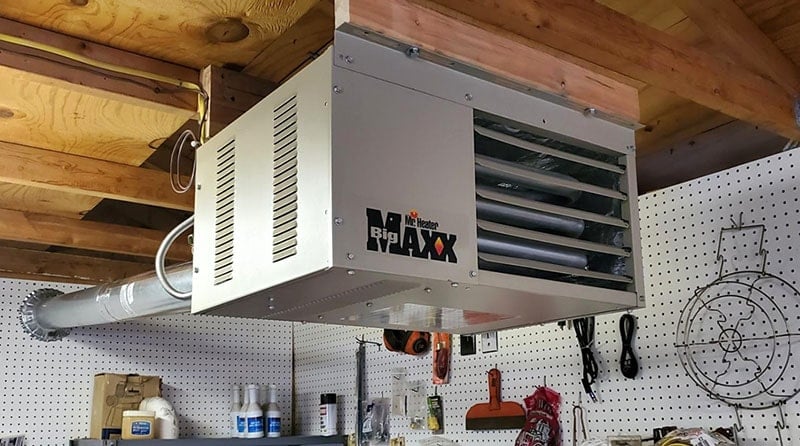 mr heater big maxx ceiling mounted in workshop